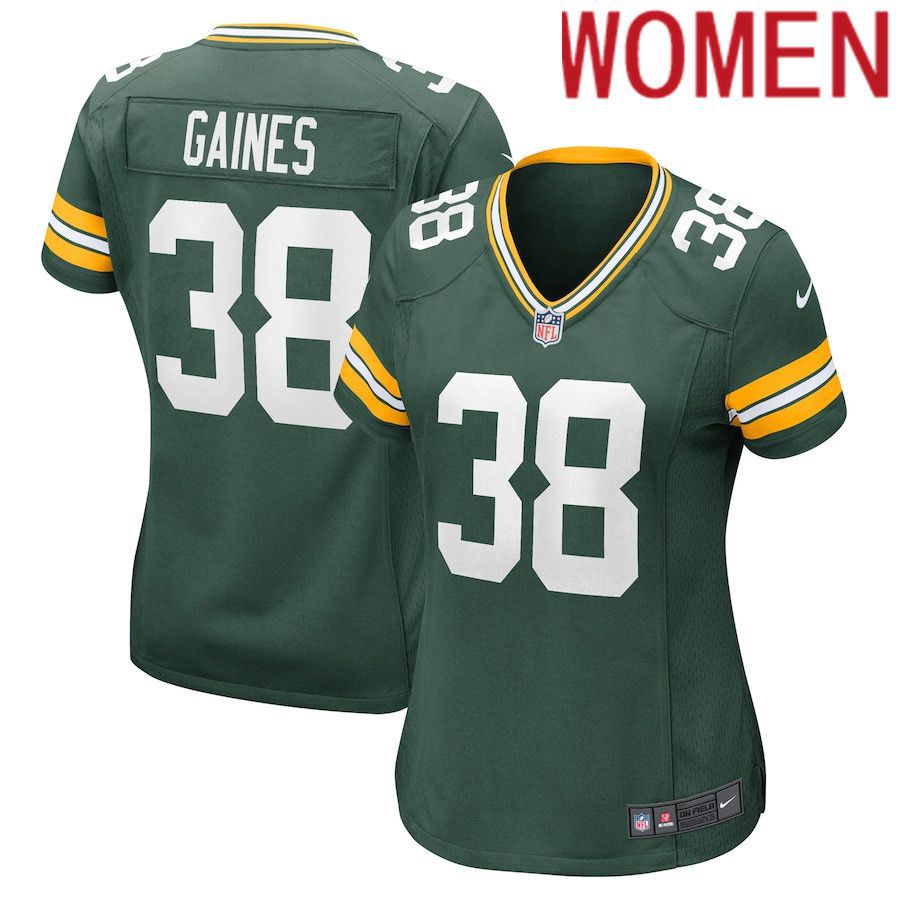 Women Green Bay Packers 38 Innis Gaines Nike Green Nike Game NFL Jersey